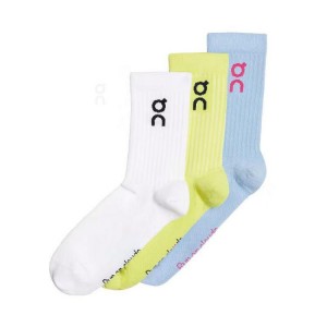 Calcetines On Cloud Logo 3-Pack Hombre Azules Blancas Amarillo | EC_ON8781