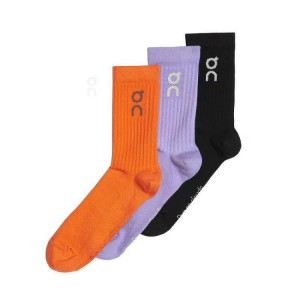 Calcetines On Cloud Logo 3-Pack Mujer Naranjas Moradas Negras | EC_ON8838