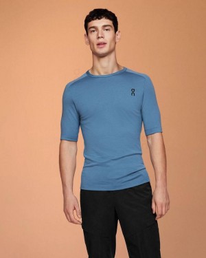 Camiseta On Cloud Merino-T Hombre Azules | EC_ON8608