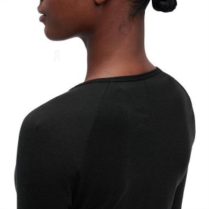 Camiseta On Cloud Merino-T Mujer Negras | EC_ON8496