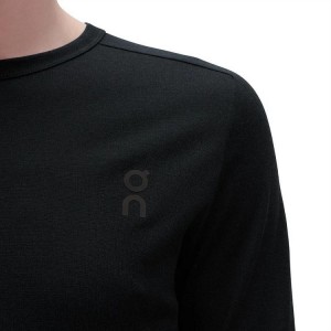 Camiseta On Cloud Merino Long-T Hombre Negras | EC_ON9093