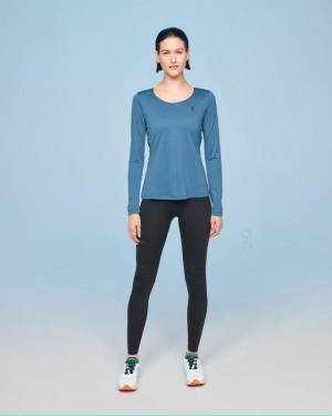 Camiseta On Cloud Performance Long-T Mujer Azules | EC_ON8033