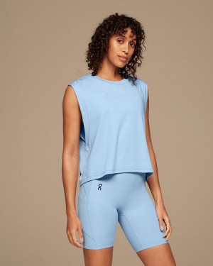 Camiseta sin Manga On Cloud Focus Crop Mujer Azules | EC_ON8961