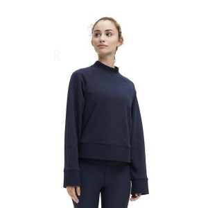Sudadera On Cloud Crew Neck Mujer Azul Marino | EC_ON8927