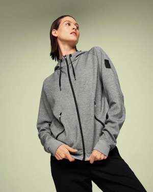 Sudadera On Cloud Zipped Mujer Gris | EC_ON8013
