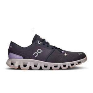 Zapatillas Running On Cloud Cloud X 3 Mujer Negras Moradas | EC_ON8700