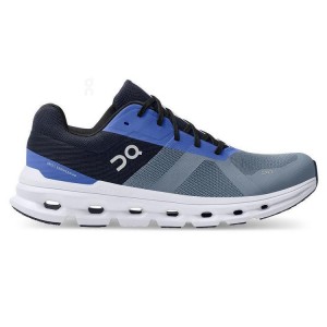 Zapatillas Running On Cloud Cloudrunner Hombre Azules Gris | EC_ON8403
